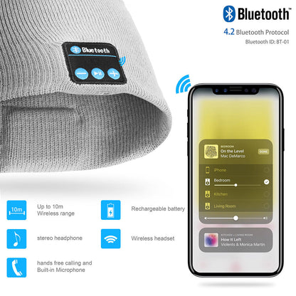 Bluetooth Music Knitted Hat with LED Lamp Cap- USB Charging