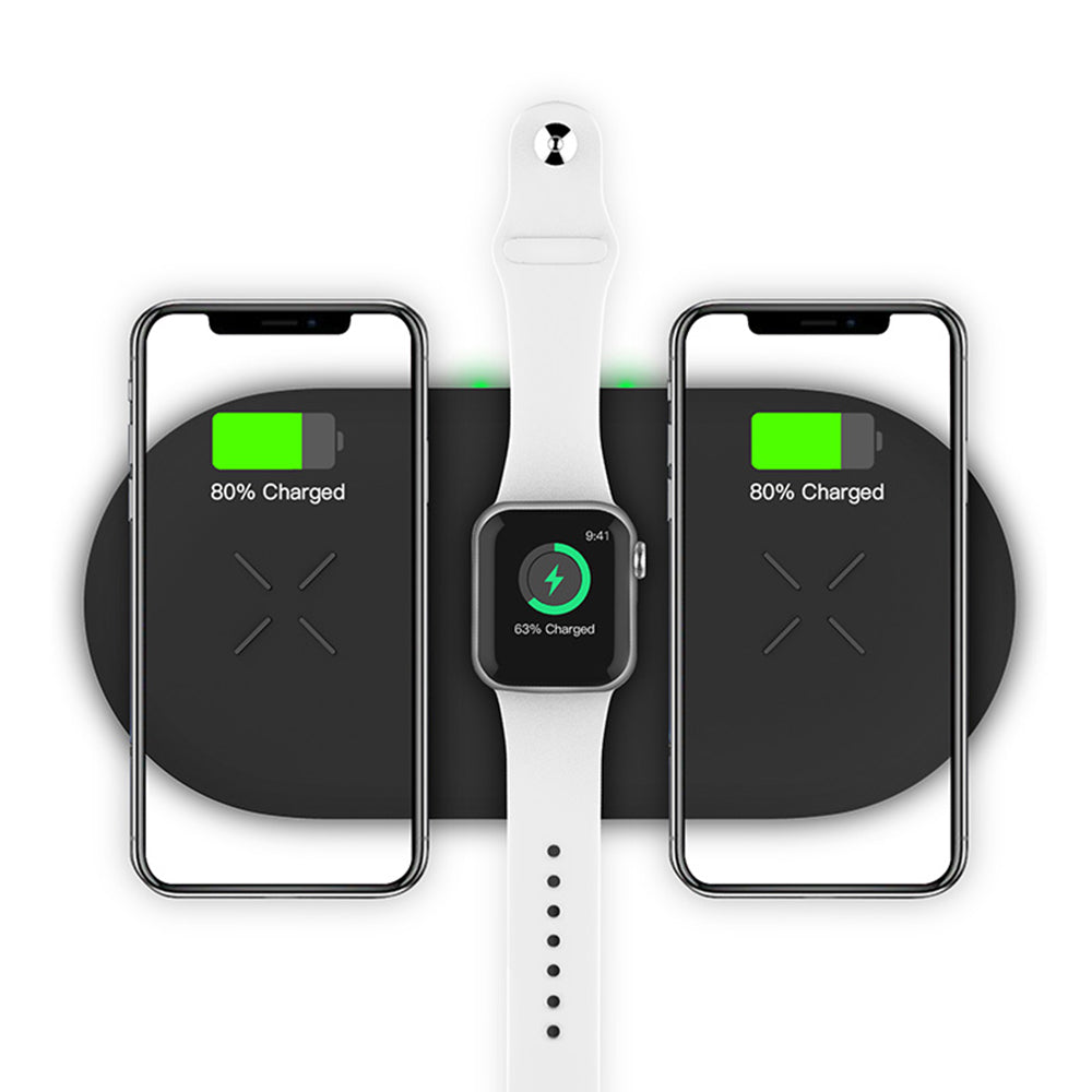 18W 3-in-1 Fast Charging Wireless QI Charger Pad for Apple, Samsung, Apple Watch and AirPods