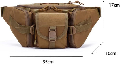 AIMALL 1X Utility Tactical Men Waist Bag Pack - Military Hiking Camping Belt Pouch, Durable Nylon, Multi-Functional with Adjustable Strap, 13.78 x 3.93 x 6.69 Inches, Black