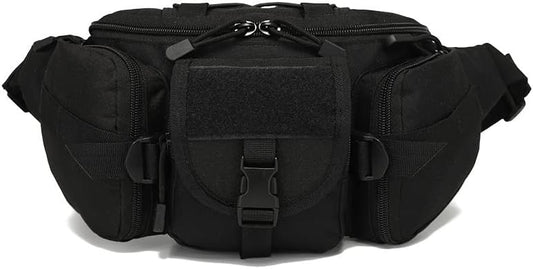 AIMALL 1X Utility Tactical Men Waist Bag Pack - Military Hiking Camping Belt Pouch, Durable Nylon, Multi-Functional with Adjustable Strap, 13.78 x 3.93 x 6.69 Inches, Black