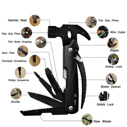 15-in-1 Multitool Hammer Black 18 In 1 Snowflake Multi Tool, Camping Accessories Survival Gear, Dad Husband Grandpa Men Cool Gadget Stocking Stuffers Gift, Christmas Birthday Father'day Gift