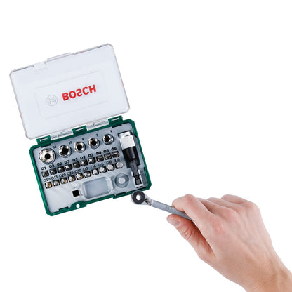 Bosch Accessories 91-Piece V-Line Titanium Drill Bit and Screwdriver Bit Set with Ratcheting Screwdriver (For Wood, Masonry, and Metal)