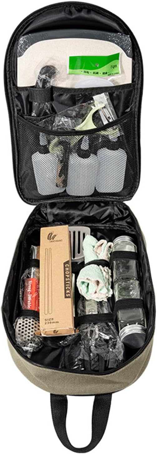 Isyunen Portable Camping Kitchen Utensil Set,Camp Cookware Utensils Organizer Travel Kit,16 Pieces Cookware Kit, Travel Grill Set