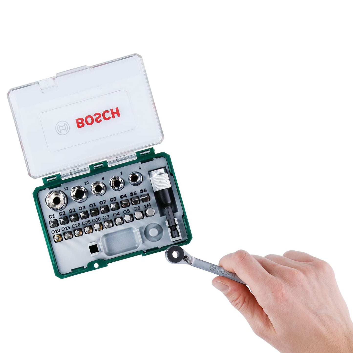 Bosch Accessories 91-Piece V-Line Titanium Drill Bit and Screwdriver Bit Set with Ratcheting Screwdriver (For Wood, Masonry, and Metal)