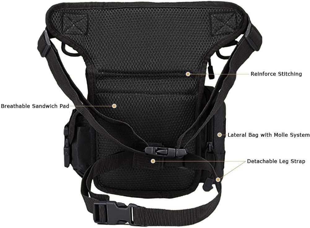 Injoy Multi-Purpose Tactical Drop Leg Bag Tool Fanny Thigh Pack Leg Rig Military Motorcycle Camera Versipack Utility Pouch, Black/Coyote Tan/Army Green/Camouflage 7 Colors Available