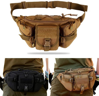 AIMALL 1X Utility Tactical Men Waist Bag Pack - Military Hiking Camping Belt Pouch, Durable Nylon, Multi-Functional with Adjustable Strap, 13.78 x 3.93 x 6.69 Inches, Black