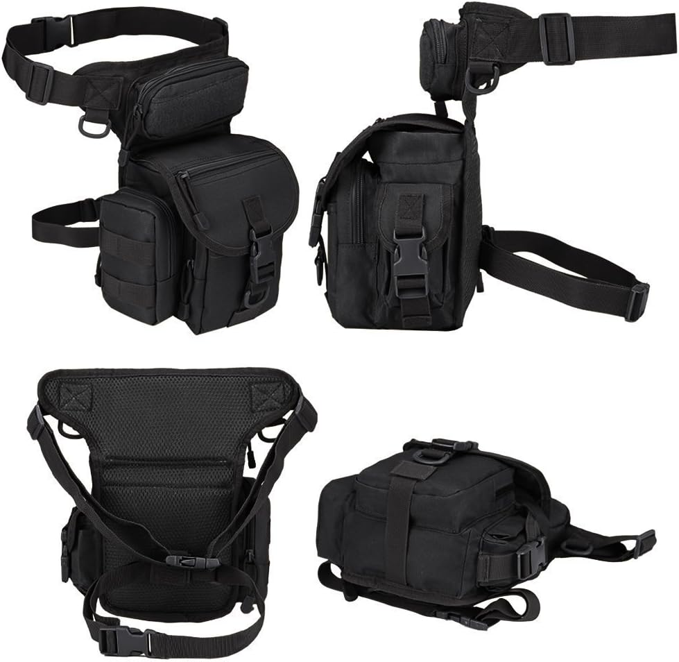 Injoy Multi-Purpose Tactical Drop Leg Bag Tool Fanny Thigh Pack Leg Rig Military Motorcycle Camera Versipack Utility Pouch, Black/Coyote Tan/Army Green/Camouflage 7 Colors Available