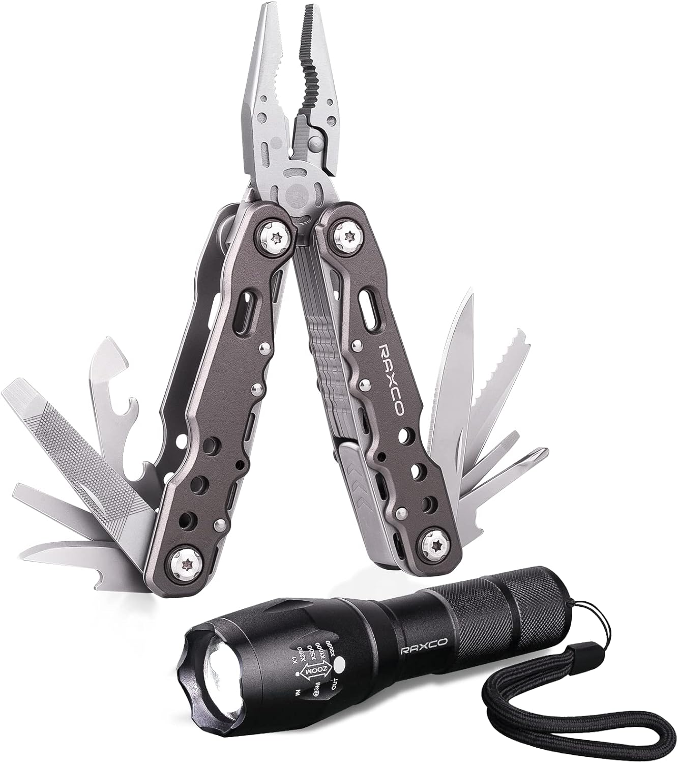 RAXCO Pocket Knife, 16-in-1 Multitools Folding Knife with Long Nose Plier, Multi-Tools with Screwdrivers