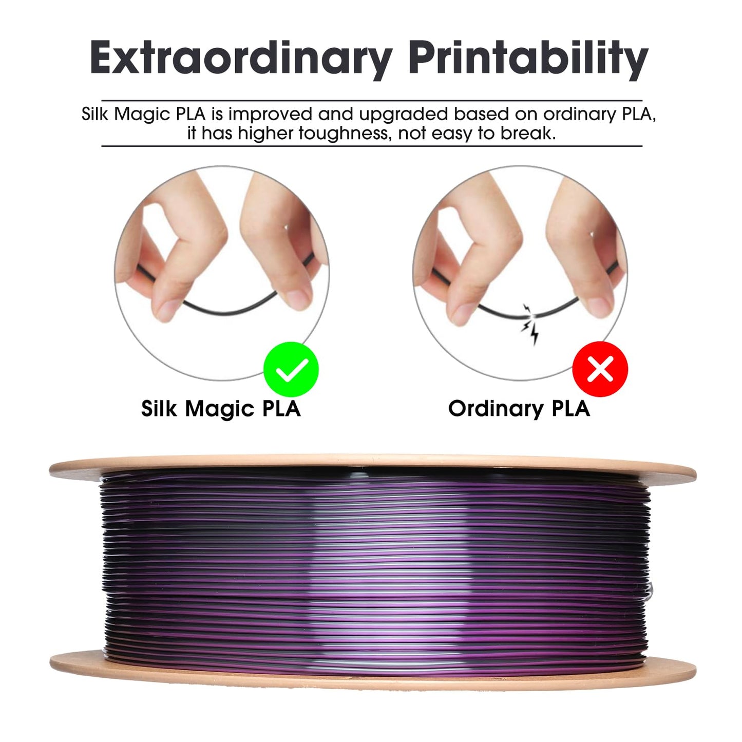 eSUN Silk Mystic PLA Filament 1.75mm, Silky Tricolor 3D Printer Filament PLA, Dimensional Accuracy +/- 0.05mm, 1KG Spool (2.2 LBS) 3D Printing Filament for 3D Printers，Silk Gold Green Black