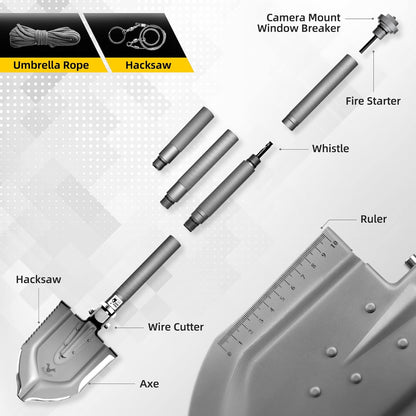 ANNIHILATE Military Folding Shovel Portable Survival Multitool Tactical Entrenching Tool Compact Backpacking for Hunting, Camping, Hiking, Fishing, Gardening, Car Emergency