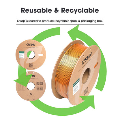 eSUN Silk Mystic PLA Filament 1.75mm, Silky Tricolor 3D Printer Filament PLA, Dimensional Accuracy +/- 0.05mm, 1KG Spool (2.2 LBS) 3D Printing Filament for 3D Printers，Silk Gold Green Black