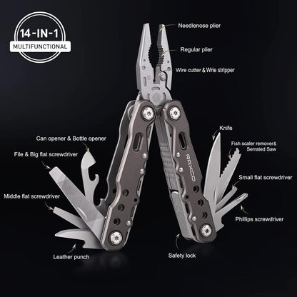 RAXCO Pocket Knife, 16-in-1 Multitools Folding Knife with Long Nose Plier, Multi-Tools with Screwdrivers