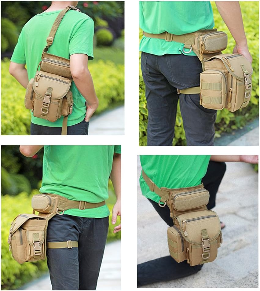 Injoy Multi-Purpose Tactical Drop Leg Bag Tool Fanny Thigh Pack Leg Rig Military Motorcycle Camera Versipack Utility Pouch, Black/Coyote Tan/Army Green/Camouflage 7 Colors Available