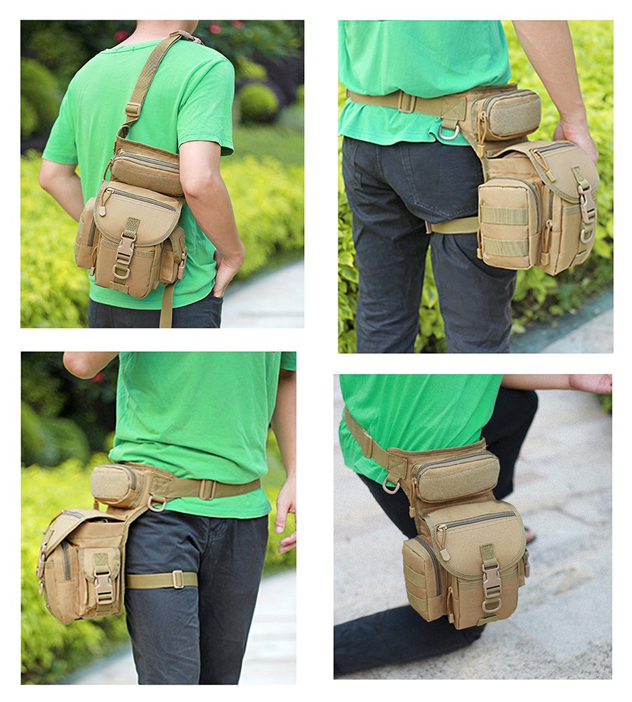 Injoy Multi-Purpose Tactical Drop Leg Bag Tool Fanny Thigh Pack Leg Rig Military Motorcycle Camera Versipack Utility Pouch, Black/Coyote Tan/Army Green/Camouflage 7 Colors Available