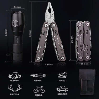 RAXCO Pocket Knife, 16-in-1 Multitools Folding Knife with Long Nose Plier, Multi-Tools with Screwdrivers