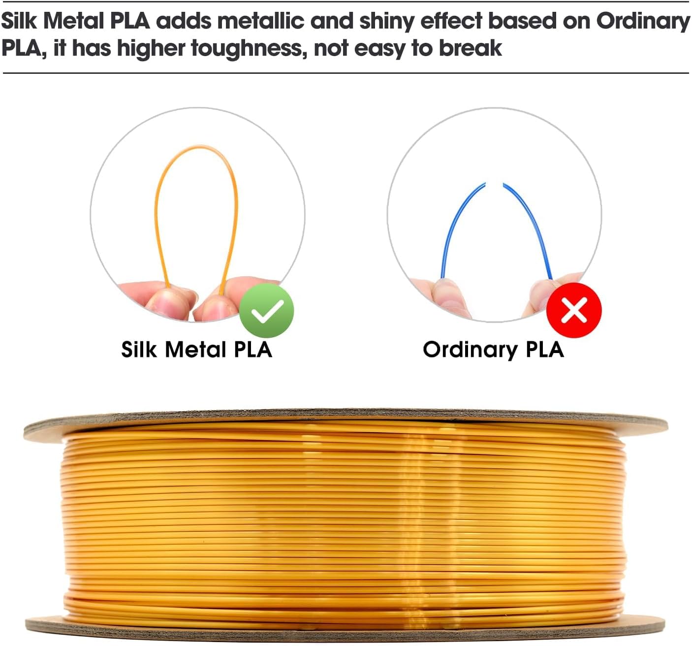 eSUN Silk Mystic PLA Filament 1.75mm, Silky Tricolor 3D Printer Filament PLA, Dimensional Accuracy +/- 0.05mm, 1KG Spool (2.2 LBS) 3D Printing Filament for 3D Printers，Silk Gold Green Black