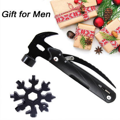 15-in-1 Multitool Hammer Black 18 In 1 Snowflake Multi Tool, Camping Accessories Survival Gear, Dad Husband Grandpa Men Cool Gadget Stocking Stuffers Gift, Christmas Birthday Father'day Gift