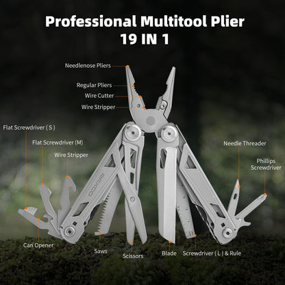 RAXCO Pocket Knife, 16-in-1 Multitools Folding Knife with Long Nose Plier, Multi-Tools with Screwdrivers