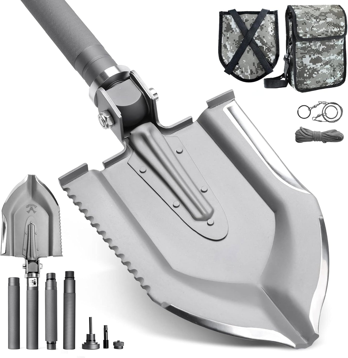 ANNIHILATE Military Folding Shovel Portable Survival Multitool Tactical Entrenching Tool Compact Backpacking for Hunting, Camping, Hiking, Fishing, Gardening, Car Emergency