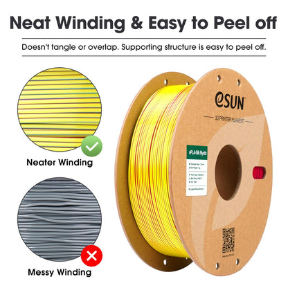 eSUN Silk Mystic PLA Filament 1.75mm, Silky Tricolor 3D Printer Filament PLA, Dimensional Accuracy +/- 0.05mm, 1KG Spool (2.2 LBS) 3D Printing Filament for 3D Printers，Silk Gold Green Black