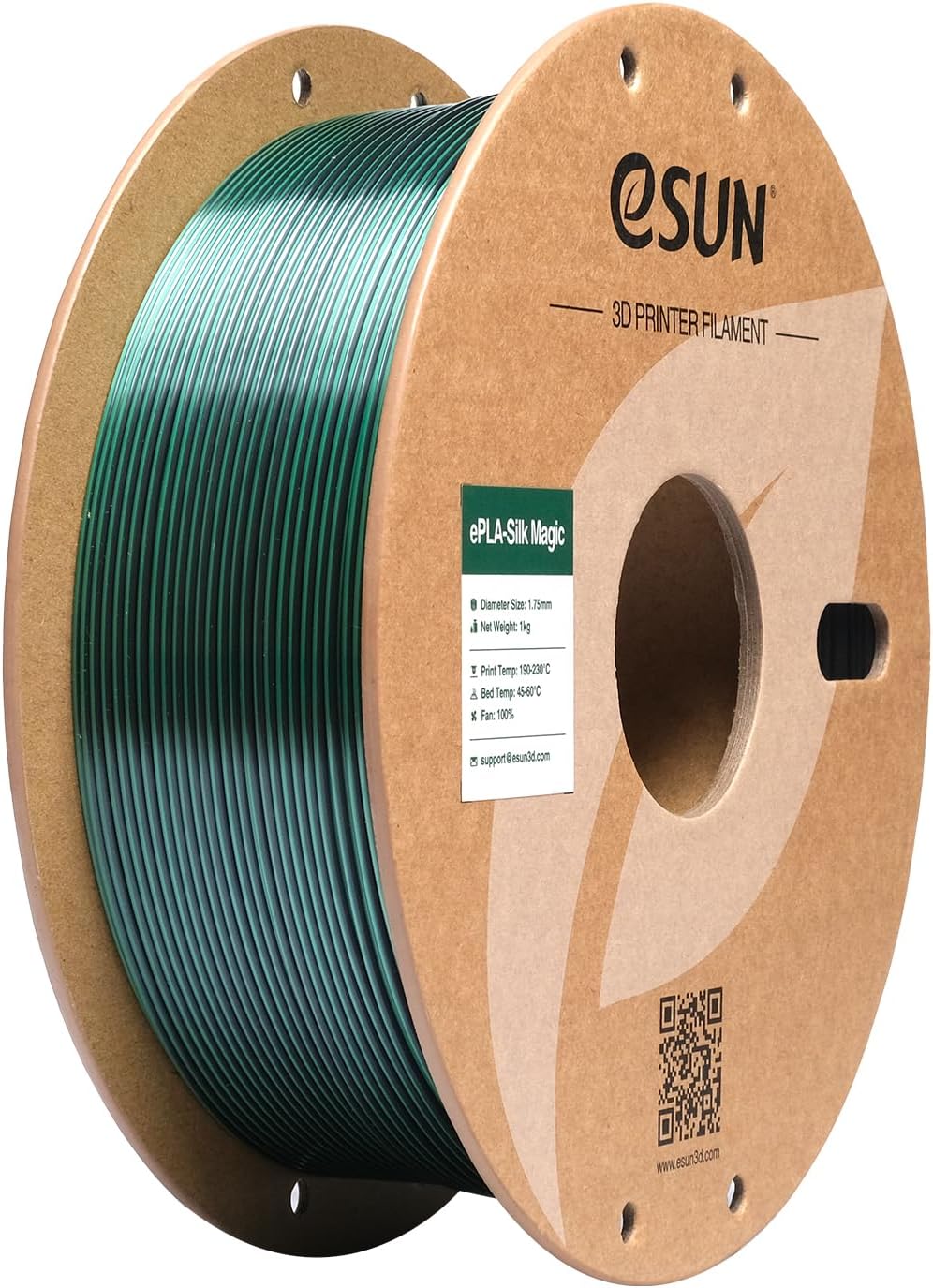 eSUN Silk Mystic PLA Filament 1.75mm, Silky Tricolor 3D Printer Filament PLA, Dimensional Accuracy +/- 0.05mm, 1KG Spool (2.2 LBS) 3D Printing Filament for 3D Printers，Silk Gold Green Black