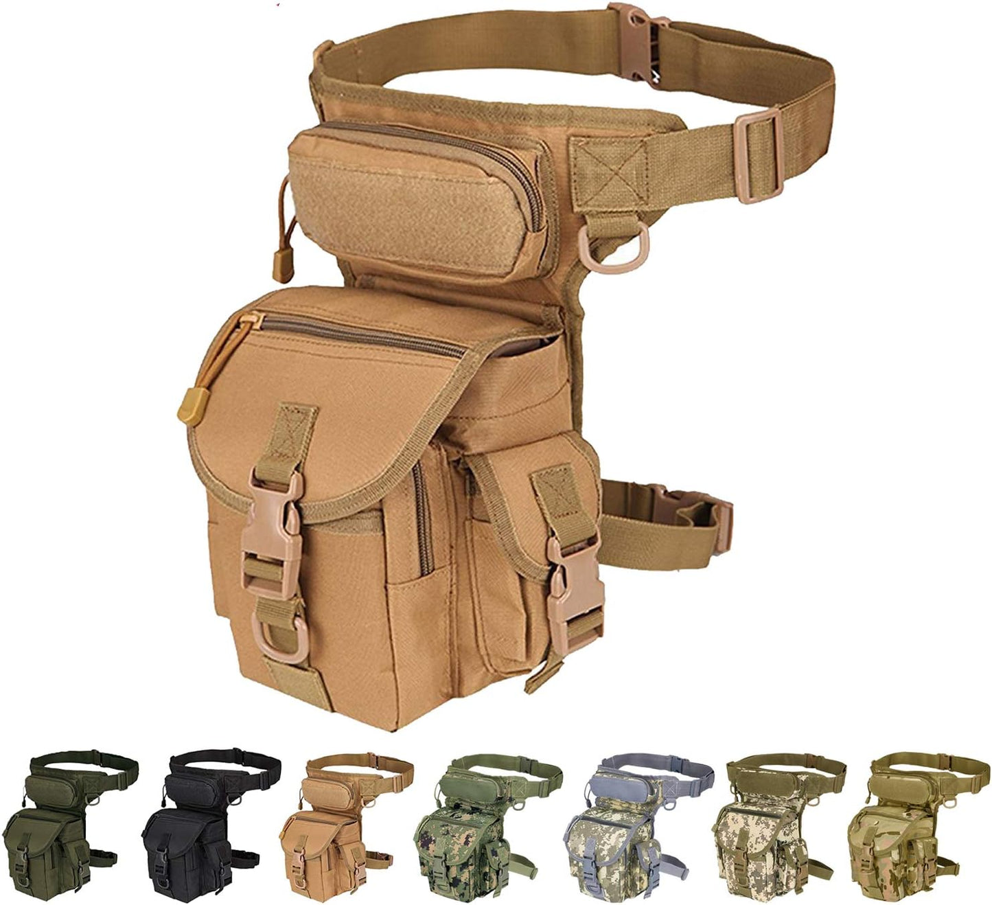 Injoy Multi-Purpose Tactical Drop Leg Bag Tool Fanny Thigh Pack Leg Rig Military Motorcycle Camera Versipack Utility Pouch, Black/Coyote Tan/Army Green/Camouflage 7 Colors Available