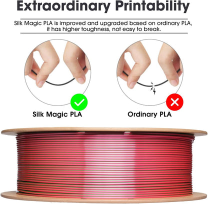 eSUN Silk Mystic PLA Filament 1.75mm, Silky Tricolor 3D Printer Filament PLA, Dimensional Accuracy +/- 0.05mm, 1KG Spool (2.2 LBS) 3D Printing Filament for 3D Printers，Silk Gold Green Black