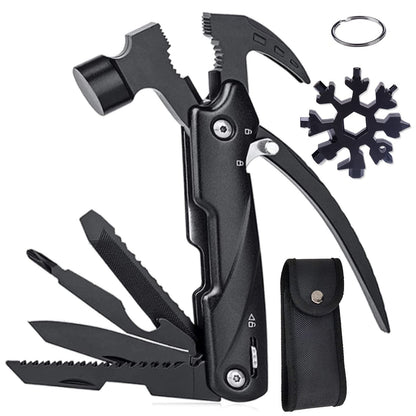 15-in-1 Multitool Hammer Black 18 In 1 Snowflake Multi Tool, Camping Accessories Survival Gear, Dad Husband Grandpa Men Cool Gadget Stocking Stuffers Gift, Christmas Birthday Father'day Gift