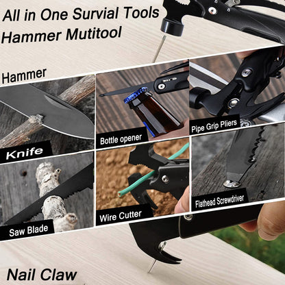 15-in-1 Multitool Hammer Black 18 In 1 Snowflake Multi Tool, Camping Accessories Survival Gear, Dad Husband Grandpa Men Cool Gadget Stocking Stuffers Gift, Christmas Birthday Father'day Gift