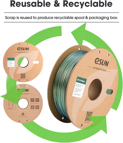 eSUN Silk Mystic PLA Filament 1.75mm, Silky Tricolor 3D Printer Filament PLA, Dimensional Accuracy +/- 0.05mm, 1KG Spool (2.2 LBS) 3D Printing Filament for 3D Printers，Silk Gold Green Black