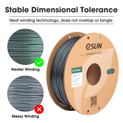 eSUN Silk Mystic PLA Filament 1.75mm, Silky Tricolor 3D Printer Filament PLA, Dimensional Accuracy +/- 0.05mm, 1KG Spool (2.2 LBS) 3D Printing Filament for 3D Printers，Silk Gold Green Black