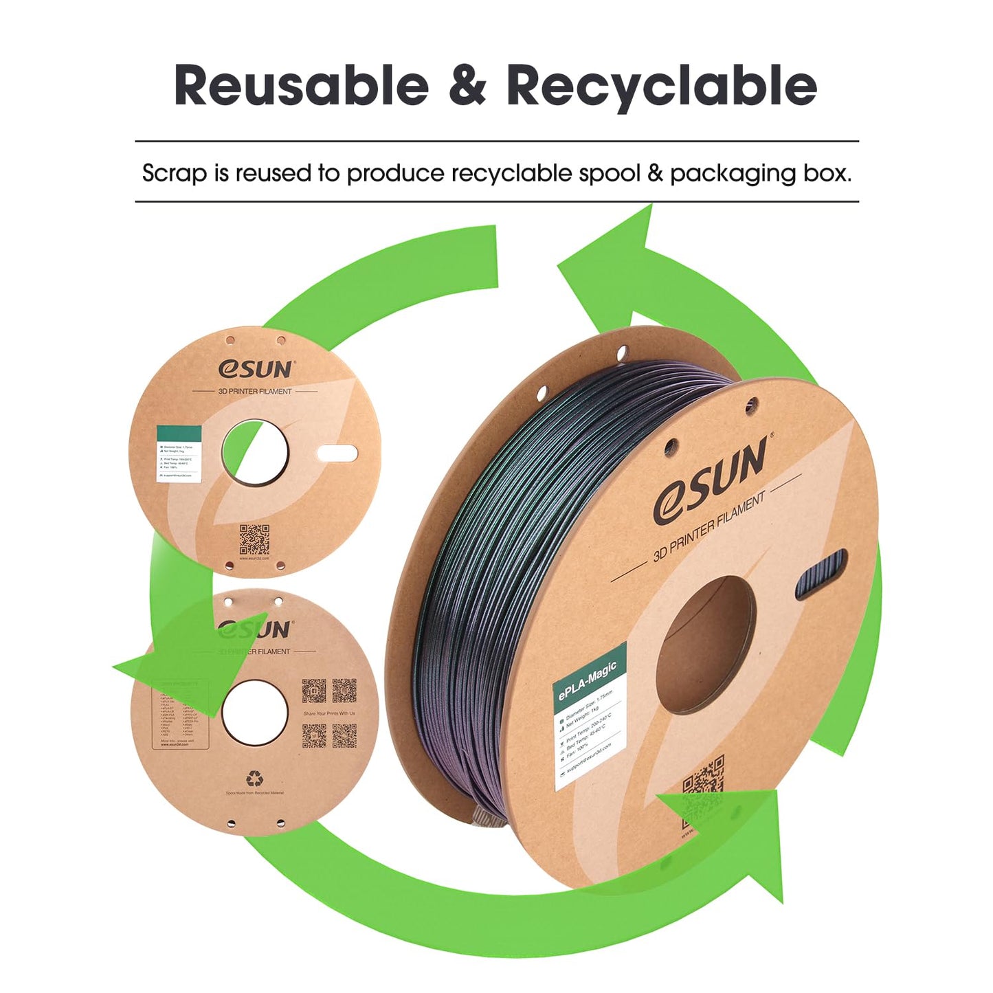 eSUN Silk Mystic PLA Filament 1.75mm, Silky Tricolor 3D Printer Filament PLA, Dimensional Accuracy +/- 0.05mm, 1KG Spool (2.2 LBS) 3D Printing Filament for 3D Printers，Silk Gold Green Black