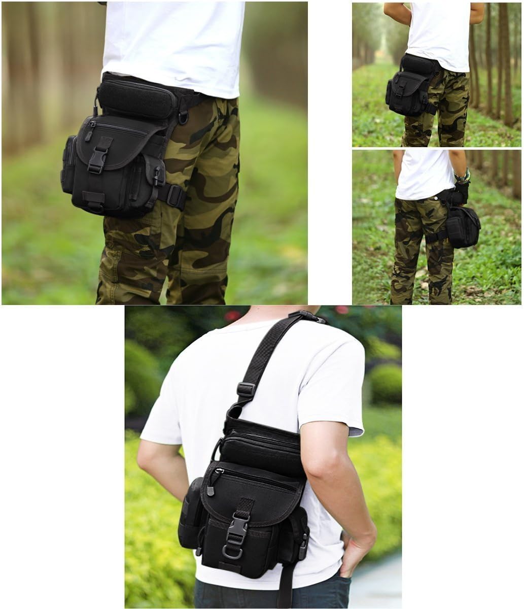 Injoy Multi-Purpose Tactical Drop Leg Bag Tool Fanny Thigh Pack Leg Rig Military Motorcycle Camera Versipack Utility Pouch, Black/Coyote Tan/Army Green/Camouflage 7 Colors Available