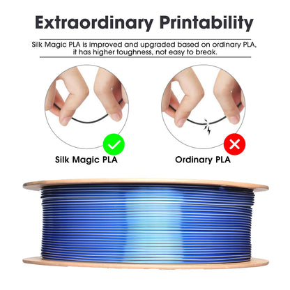 eSUN Silk Mystic PLA Filament 1.75mm, Silky Tricolor 3D Printer Filament PLA, Dimensional Accuracy +/- 0.05mm, 1KG Spool (2.2 LBS) 3D Printing Filament for 3D Printers，Silk Gold Green Black
