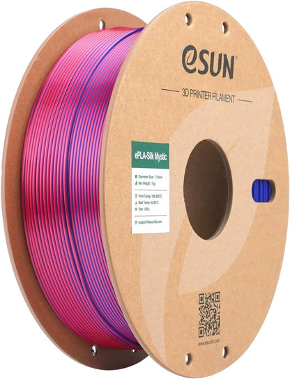 eSUN Silk Mystic PLA Filament 1.75mm, Silky Tricolor 3D Printer Filament PLA, Dimensional Accuracy +/- 0.05mm, 1KG Spool (2.2 LBS) 3D Printing Filament for 3D Printers，Silk Gold Green Black