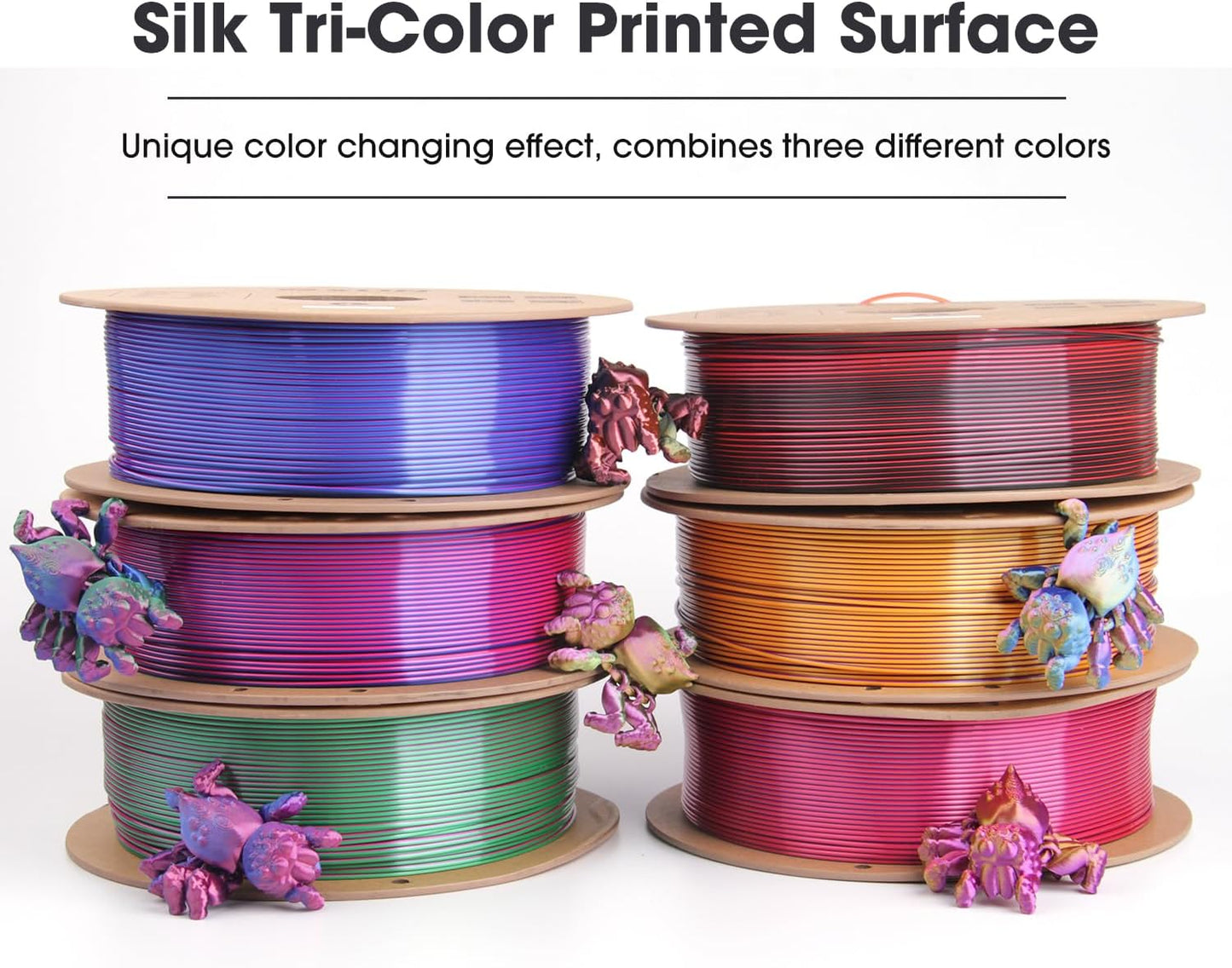 eSUN Silk Mystic PLA Filament 1.75mm, Silky Tricolor 3D Printer Filament PLA, Dimensional Accuracy +/- 0.05mm, 1KG Spool (2.2 LBS) 3D Printing Filament for 3D Printers，Silk Gold Green Black