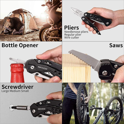 RAXCO Pocket Knife, 16-in-1 Multitools Folding Knife with Long Nose Plier, Multi-Tools with Screwdrivers