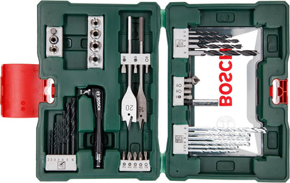 Bosch Accessories 91-Piece V-Line Titanium Drill Bit and Screwdriver Bit Set with Ratcheting Screwdriver (For Wood, Masonry, and Metal)