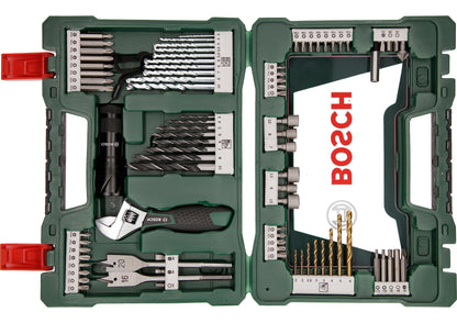 Bosch Accessories 91-Piece V-Line Titanium Drill Bit and Screwdriver Bit Set with Ratcheting Screwdriver (For Wood, Masonry, and Metal)