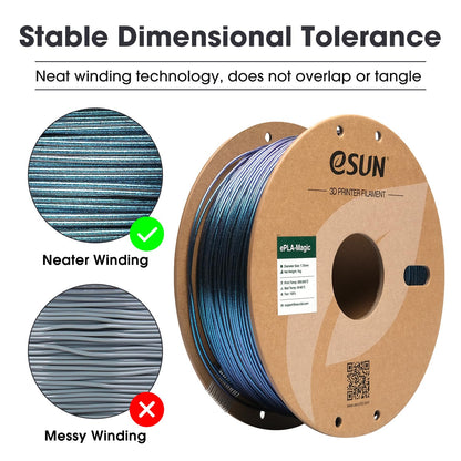 eSUN Silk Mystic PLA Filament 1.75mm, Silky Tricolor 3D Printer Filament PLA, Dimensional Accuracy +/- 0.05mm, 1KG Spool (2.2 LBS) 3D Printing Filament for 3D Printers，Silk Gold Green Black
