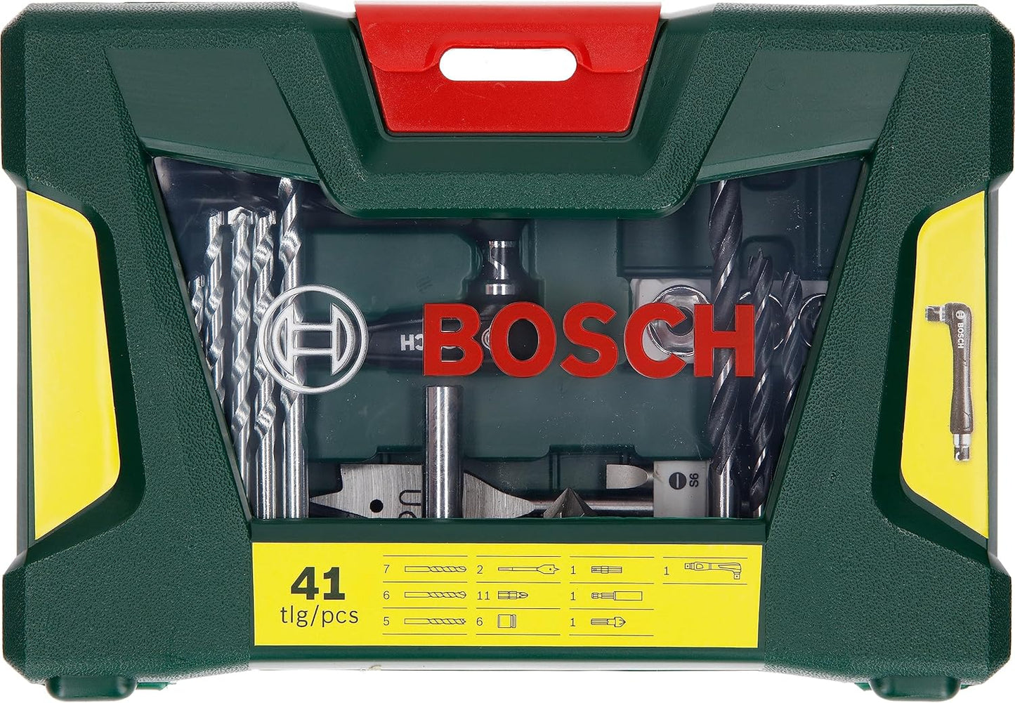 Bosch Accessories 91-Piece V-Line Titanium Drill Bit and Screwdriver Bit Set with Ratcheting Screwdriver (For Wood, Masonry, and Metal)