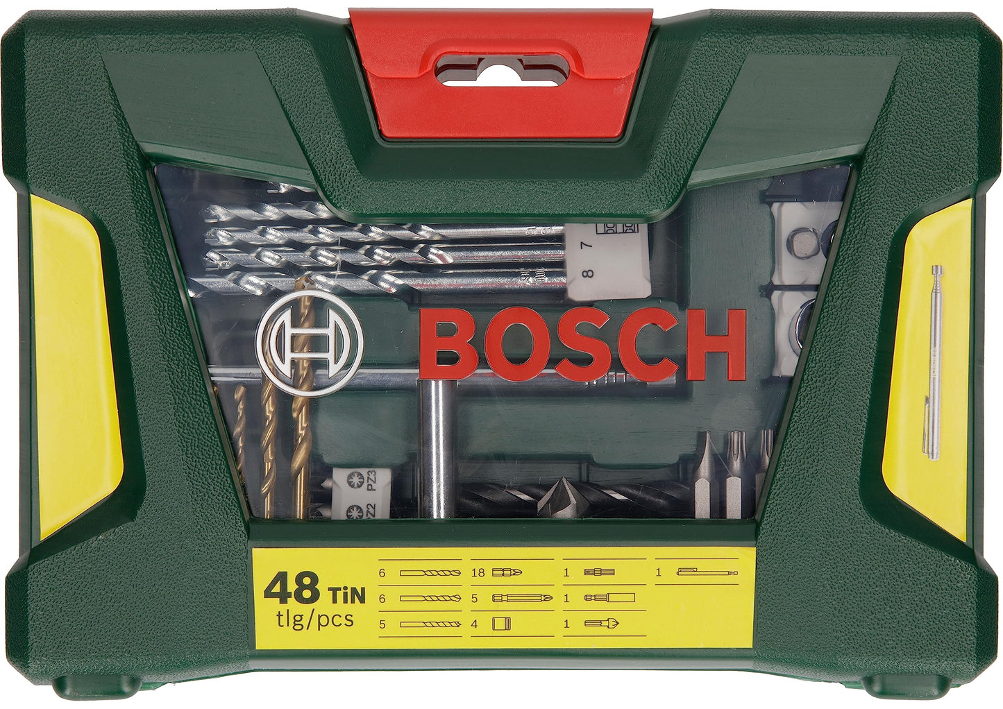 Bosch Accessories 91-Piece V-Line Titanium Drill Bit and Screwdriver Bit Set with Ratcheting Screwdriver (For Wood, Masonry, and Metal)